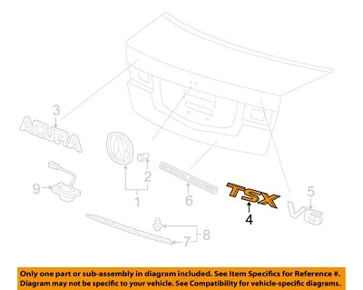 Placa de identificación exterior tapa maletero HONDA OEM 09-14 TSX 75722TL2A00 Foto 1 de 2