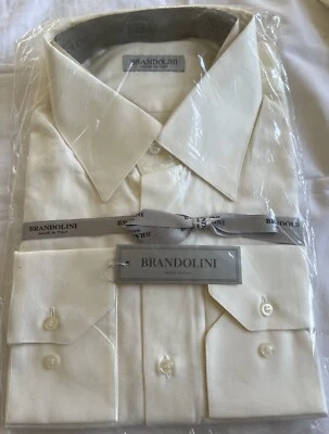 Brandolini Dress Shirt For Men Size: 46/ 18  Tall Color: Cream. - Image 1 of 4