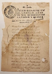 ANTIQUE SPANISH COLONIAL DOCUMENT / SAN JUAN PUERTO RICO 1814 #1 - Picture 1 of 2