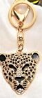 Key Ring Gold With Stones Head TIGER Face Keychain