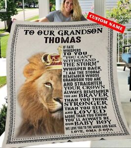 To our Grandson Personalized Blanket Custom Name Blanket