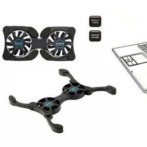 Foldable Mini Notebook Cooler Laptop USB Double Cooling Pad Z8 Computer D9M Y2P8 - Afbeelding 1 van 8