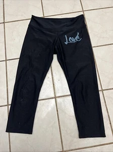 PURE KARMA NEW! Black "LOVE" Yoga Cropped Leggings Sz XS - Picture 1 of 5