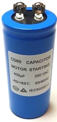 PARTS4PROS 400uF 250V AC MOTOR STARTING CAPACITOR CD60 50x100mm Screw Terminal