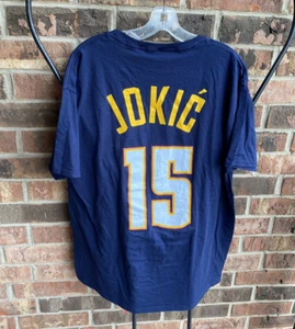 NBA Denver Nuggets Nikola Jovic 15 Blue T Shirt Men L NWOT - Picture 1 of 9