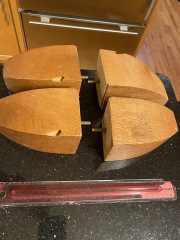 VINTAGE SET OF 4 LARGE THICK WOOD FURNITURE LEGS Mid Century Modern?  LOOK! Cover