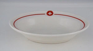 Lamberton Scammell China Ivory Oval Bowl w White Cross in an Orange Circle, 7" l - Picture 1 of 2