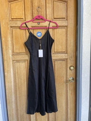 Quince 100%Mulberry Washable Silk Slip Dress Black S Or XS Adjustable Straps NWT - Image 1 of 4