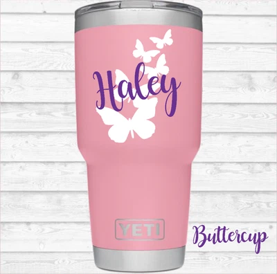 Calcomanía de vinilo con monograma para tu vaso portátil Butterfly Trail nombre regalo Foto 1 de 4