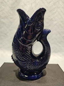 Gluggle Jug Cobalt Blue Ceramic Koi Fish Wade Artifacts Collection England - Picture 1 of 8