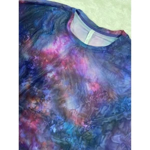 Athleta Mesh Tee Galaxy Print Short Sleeve Lightweight Top Size L - Picture 1 of 7