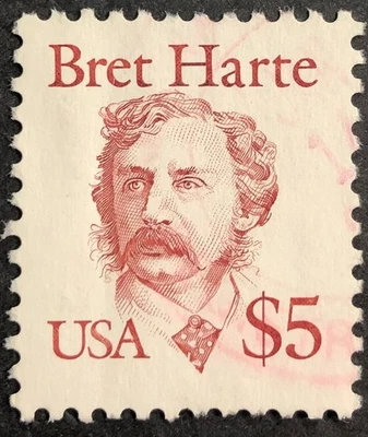 US Scott #2196 Usado Bret Harte $5 Dólares/Muy ligero Cancelar. Foto 1 de 2