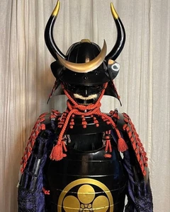 Authentic Japanese Samurai Armor Kabuto Yoroi Antique Vermillion Box 1900s Menpo - Picture 1 of 20