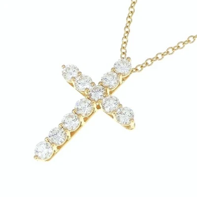 TIFFANY & Co. 18K Gold .42ct Diamond Cross Pendant Necklace - Image 1 of 4