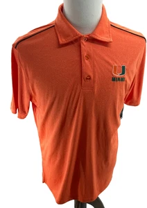 Colosseum University Miami Hurricanes Orange Activewear Mens Polo Shirt Med NEW - Picture 1 of 8