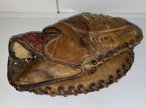 Vintage Leather Johnny Walker Baseball Glove B-11 RHT 3 Finger Vtg Vintage Mitt - Picture 1 of 12