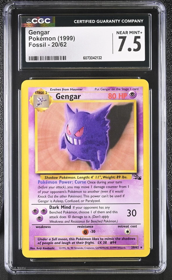 Tarjeta Pokémon CGC 7,5 Gengar 1999 Fossil 20/62 Foto 1 de 2