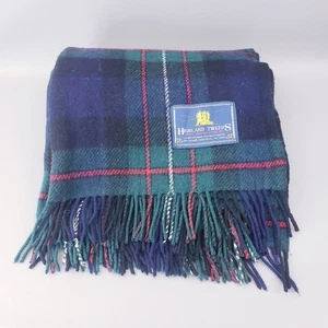 Highland Tweeds Wolldecke marineblau grün kariert Stadiondecke Matthewman 72"x52" - Bild 1 von 6