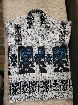 Vintage Casual Aire Honolulu Made 1960's 70's Tiki Print Men's Shirt Medium - Image 1 of 4