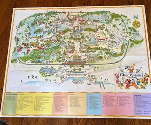 Vintage 1974-75 Walt Disney World Map Guide Poster LARGE 39 inch x 31 inch - Picture 1 of 14