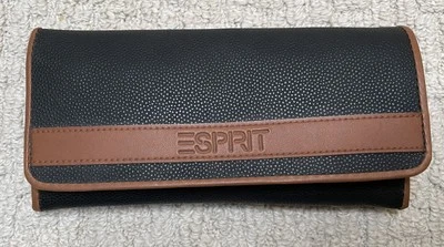 VTG Esprit Black Brown Faux Leather Bi-Fold Wallet NOS 7.5 x 4" NEW - Image 1 of 4