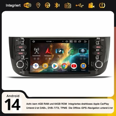 8-Kern Android 14 Fiat Grande Punto Linea DAB+ Autoradio CarPlay Wifi 64GB Navi - Bild 1 von 4