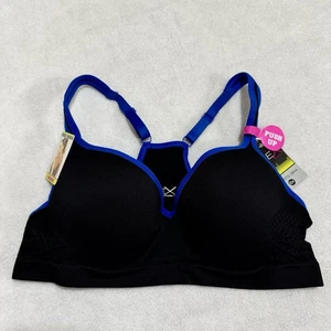 FLEX Own It Sport BH Größe 2X schwarz blau gepolstert Push-Up verstellbar Racerback Neu mit Etikett - Bild 1 von 13