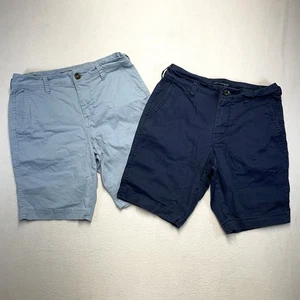 2er Set Aeropostale Shorts Herren Größe 27 dunkel/hellblau Chino Reißverschluss Knopf - Bild 1 von 21