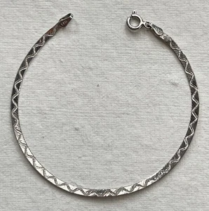 Sterling Silver 925 Stamped Flat Herringbone Chain Bracelet 2g 6.75” FAS Italy - Picture 1 of 7