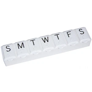 Organizador de píldoras grande de 7 días - impresión grande, braille, caja de medicamentos, semanal, 7 días - Imagen 1 de 1