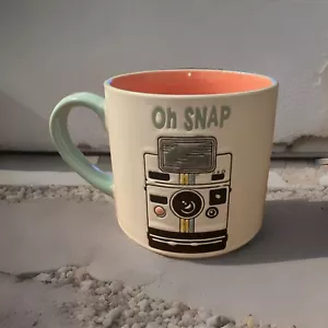 'Oh Snap' mug, Polaroid Camera, Blue, White And Pink Extra Large - Picture 1 of 6