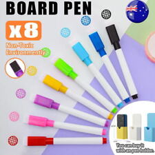 8 Colour Whiteboard Marker Pens With Dry Wipe Erase Magnetic Eraser Lid AU Stock