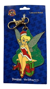 Disney Parks Disneyland 2005 Santa Tinkerbell 3 1/2" Lanyard Trading Medal - Picture 1 of 2