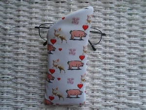 Pig Pigs Glasses Case Soft Lined Padded Unique Design Vision Cases Gift Farm New - Picture 1 of 2