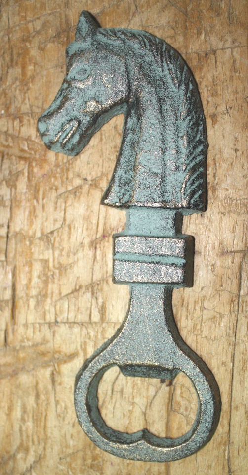 1 abridor de botellas de hierro fundido CABEZA DE CABALLO cerveza de campo abridor de refrescos PONY vaquero Texas Foto 1 de 1