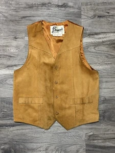 VTG Berman's Leather Experts Men's Button Front Leather Vest Size 40 - Picture 1 of 12