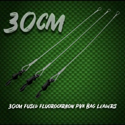 100% FLUOROCARBON PVA BAG LEADERS. 30CM-SOLID BAG LEADERS - QC SWIVEL (3 PACK) - Image 1 of 3