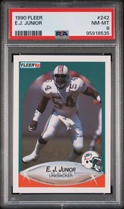 1990 FLEER #242 E.J. JUNIOR PSA 8 NM-MINT POP 1 ONLY 2 HIGHER MIAMI DOLPHINS - Picture 1 of 2