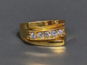 CA 925 Sterling Silver Vermeil Ring Blue Stones Size 8.75 - Picture 1 of 21