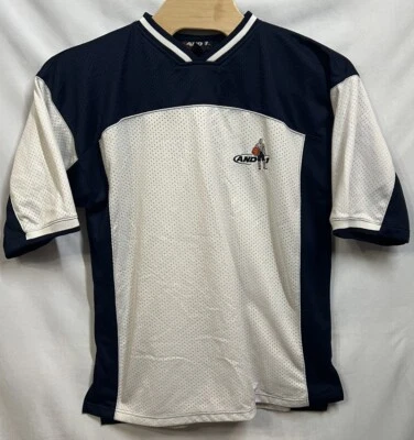 Camiseta deportiva vintage de baloncesto AND1 de malla de peso medio para hombre talla 2XL blanca azul Foto 1 de 4