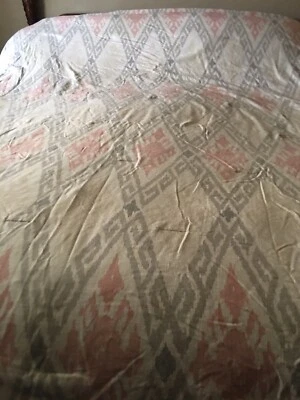 King Threshold Neutral Cotton Comforter Cream Beige Gray Pink Boho Global - Image 1 of 4