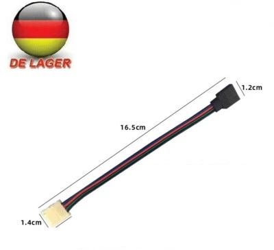 LED  RGB Schnell Verbinder Kabel Adapter 4 Pin Stecker für Strip Controller 16cm - Bild 1 von 4