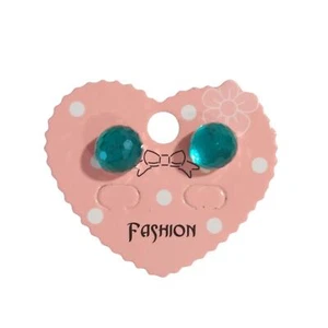 Orecchini a perno sfera lucite blu sfaccettato 9 mm cabochon donna ragazza gioielli moda - Foto 1 di 2