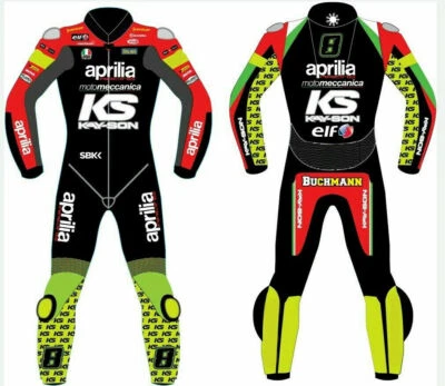 APRILIA Hommes Combinaison de Moto en Cuir  Veste Pantalon-48-50-52-54-56-58-60 - Photo 1/4