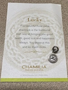 Chamilia Sterling Soul Charm "Lucky" Shamrock NOS Great Gift! - Picture 1 of 6