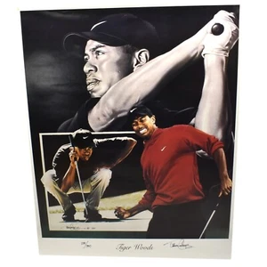 Tiger Woods 16x20 Lithograph of Masters Signed by Artist Tim Cortes - Picture 1 of 3