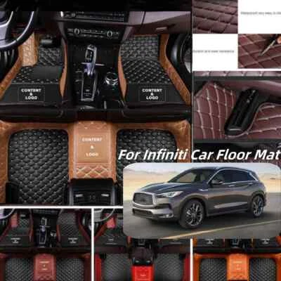 For Infiniti Car Floor Mat Pu Leather Custom Auto Carpet Waterproof Front & Rear - Image 1 of 4