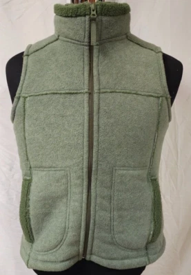 Frost Medium Green Full Zip Distressed Thick Sherpa Lined High Neck Fleece Vest - Image 1 of 4