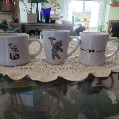 3 Dunkin Donuts Coffee Mug 2010 Blue Donut Man 1960's Mascot Dunkie 2011 DD - Image 1 of 4