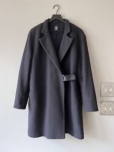 Eleventy Men’s Black Wool Coat Jacket Size 48 Belted Button Made In Italy Milano
